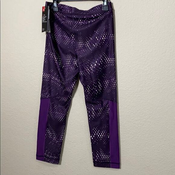 Under Armour Heatgear Compression Print Capri Pants Purple Multi Small - Picture 5 of 7